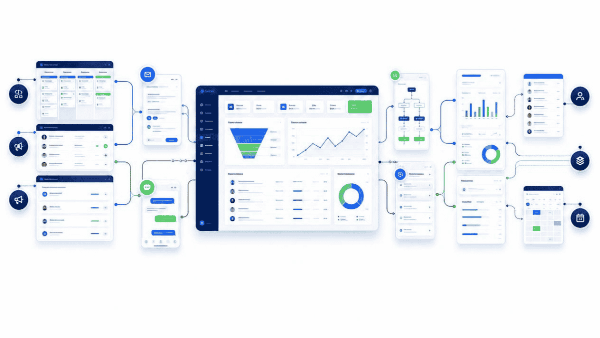 Unified revenue operations platform connecting CRM, sales, communications, automation, AI and analytics