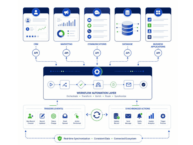API integrations and workflow automation between business systems